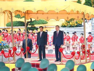 Tổng Bí thư, Chủ tịch nước Tô Lâm chủ trì Lễ đón Tổng Bí thư, Chủ tịch nước Lào