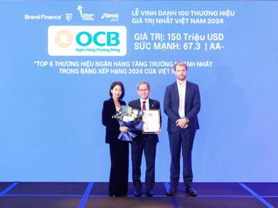 OCB tiếp tục lọt Top thương hiệu giá trị nhất Việt Nam 2024