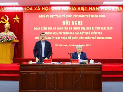 Thông qua dự thảo Báo cáo kết quả kiểm tra đối với Đảng ủy Mặt trận Tổ quốc, các đoàn thể Trung ương