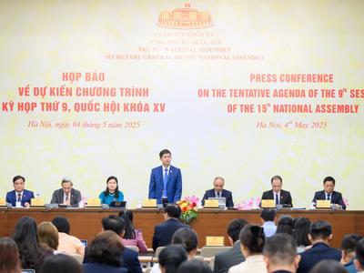 Kỳ họp thứ 9, Quốc hội Khóa XV: Xem xét, quyết định sửa đổi Hiến pháp, sáp nhập đơn vị hành chính cấp tỉnh