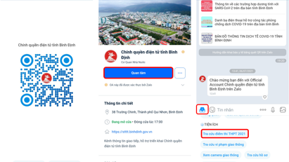 Thí sinh Bình Định có thể tra cứu điểm thi tốt nghiệp THPT 2021 trên Zalo