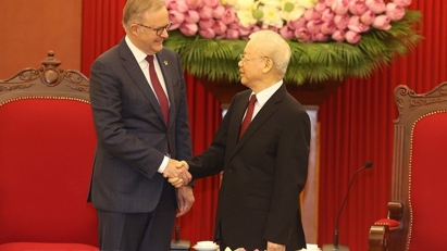 Tổng Bí thư Nguyễn Phú Trọng tiếp Thủ tướng Australia Anthony Albanese