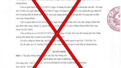 SSC cảnh báo việc giả mạo văn bản của SSC về việc đăng ký thành lập quỹ đại chúng
