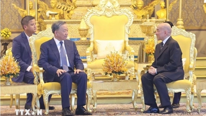  President To Lam meets with Cambodian King in Phnom Penh