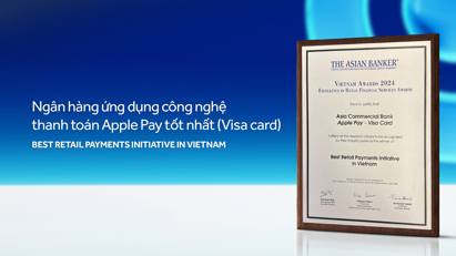 ACB được vinh danh Ngân hàng ứng dụng công nghệ thanh toán Apple Pay tốt nhất
