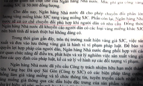 Thống đốc: “Không có lợi ích nhóm” trong độc quyền vàng miếng