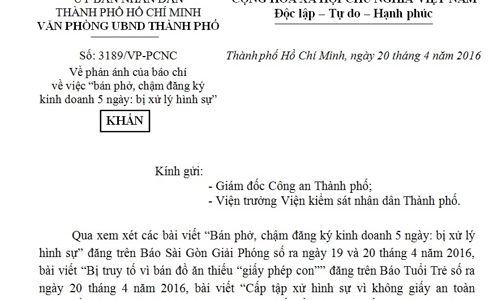 Tp.HCM yêu cầu xử lý dứt điểm vụ “bán phở bị khởi tố”