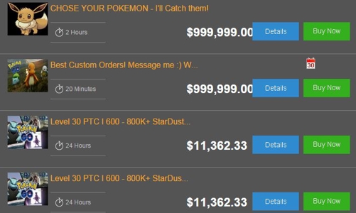 Rao bán tài khoản Pokemon Go với giá gần 1 triệu USD