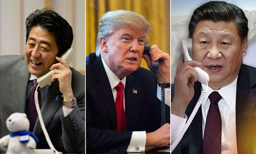 Tổng thống Trump điện đàm với lãnh đạo Nhật-Trung về Triều Tiên