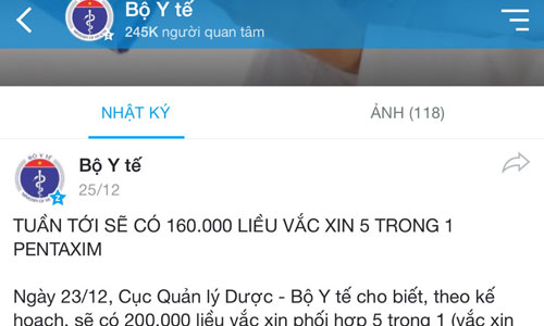 Bộ Y tế cho tra cứu điểm tiêm vắc xin gần nhất qua Zalo