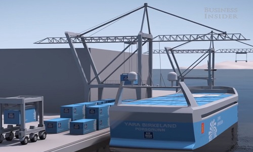 Tàu chở hàng tự lái chạy điện đầu tiên trên thế giới