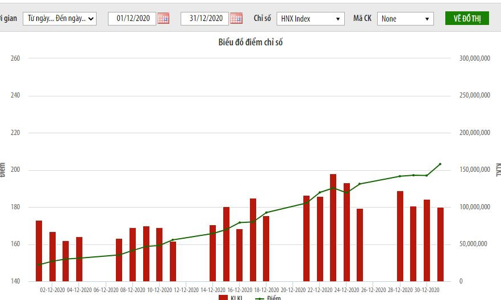 Giá trị vốn hoá của HNX đạt 212,3 nghìn tỷ đồng, tăng 12% so với cùng kỳ