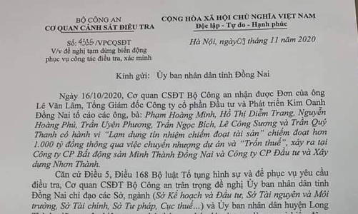 Bộ Công an đề nghị tạm dừng giao dịch biến động tài sản công ty liên quan nhà ông Trần Quý Thanh