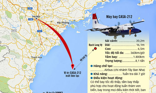 Đã vớt được một số mảnh vỡ của máy bay gặp nạn Casa 212