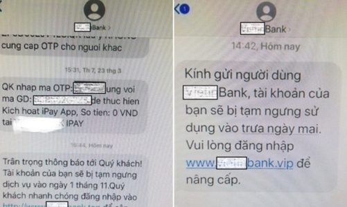 Bộ Công an cảnh báo tin nhắn mạo danh ngân hàng chiếm đoạt tài sản