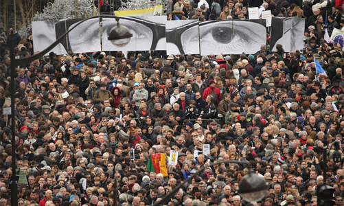 Tuần hành phản đối khủng bố tại Pháp đi vào lịch sử