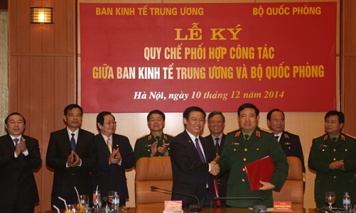 Bộ Quốc phòng ký quy chế phối hợp với Ban Kinh tế Trung ương