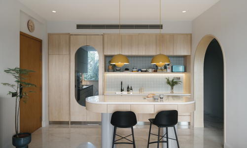 Những đường cong mềm mại trong căn hộ tông màu lạnh