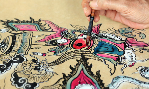 Khi tranh Hàng Trống kết hợp nghệ thuật đa phương tiện