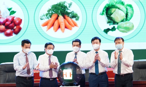 Nhấn nút khởi động chương trình đưa vải thiều và nông sản Hải Dương lên sàn thương mại điện tử