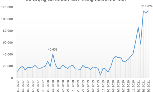 Gần 114 ngàn tài khoản chứng khoán mở mới trong tháng 5