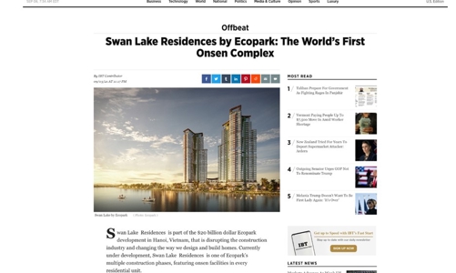 Báo Mỹ ấn tượng với Ecopark có lượng cây xanh gấp 50 lần công viên lớn nhất Mỹ 