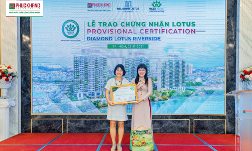 Diamond Lotus Riverside được trao chứng nhận Lotus Provisional Certification