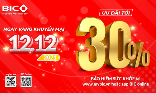 BIC giảm tới 30% phí bảo hiểm sức khỏe trực tuyến trong ngày 12/12