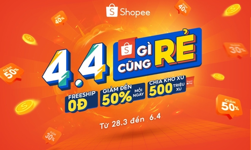 “4/4 gì cũng rẻ”: Shopee tung hàng loạt ưu đãi hấp dẫn 