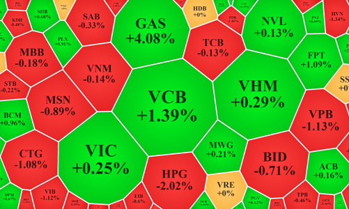 VCB, GAS chống đỡ chỉ số, thị trường tiếp tục điều chỉnh