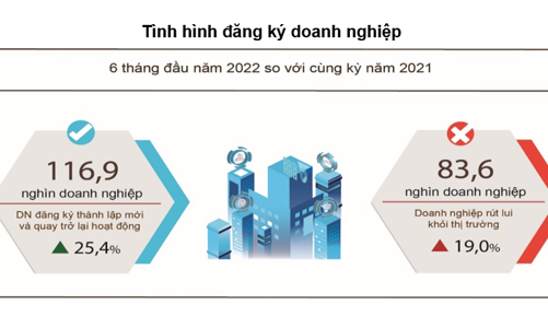 Lần đầu vượt ngưỡng 100 nghìn, số doanh nghiệp gia nhập và hoạt động trở lại 6 tháng đầu năm tăng mạnh