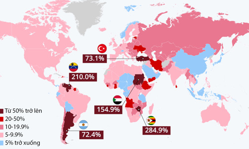 Lạm phát tại các quốc gia trên thế giới đang ở mức nào?