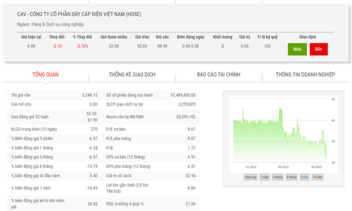 Thiết bị điện GELEX chào mua công khai hơn 2 triệu cổ phiếu CAV giá 55.000 đồng/cổ phiếu