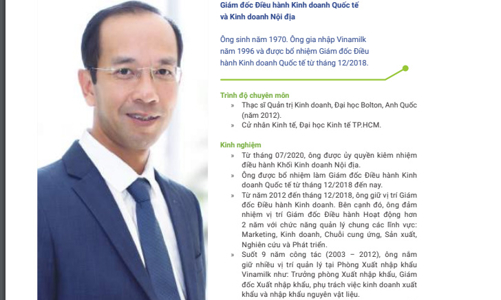Giám đốc điều hành kinh doanh Nội bộ và Kinh doanh Quốc tế của VNM xin từ nhiệm