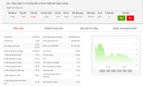 Thêm 1 công ty chứng khoán thông báo bán giải chấp hơn 5 triệu cổ phiếu DIG