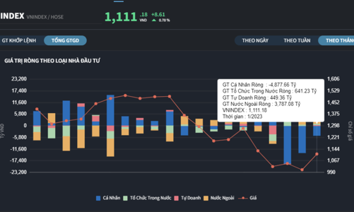 Nhà đầu tư cá nhân vẫn miệt mài bán ròng gần 10.000 tỷ đồng qua khớp lệnh trong tháng đầu năm 2023