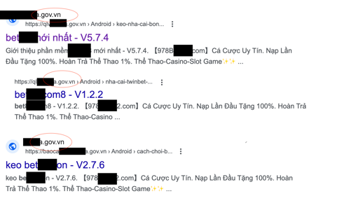 Bùng phát các quảng cáo website cờ bạc núp bóng link “chính chủ” .gov.vn