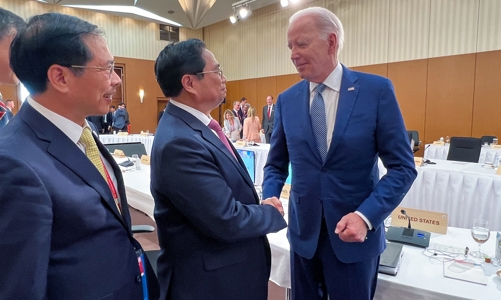 Thủ tướng Phạm Minh Chính gặp Tổng thống Mỹ Joe Biden tại Hội nghị G7 mở rộng