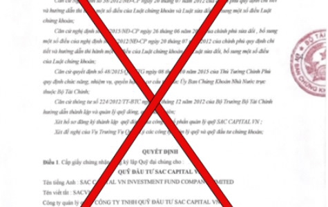 SSC cảnh báo việc giả mạo văn bản của SSC về việc đăng ký thành lập quỹ đại chúng