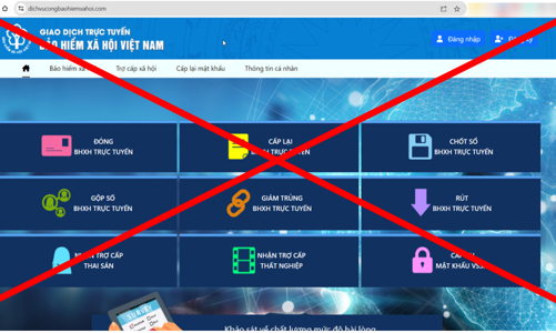Cảnh báo về trang web giả mạo Cổng dịch vụ công Bảo hiểm xã hội Việt Nam