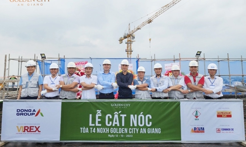 Tòa T4 nhà ở xã hội Golden City An Giang cất nóc