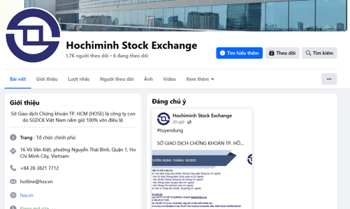 HOSE tiếp tục cảnh báo về việc giả mạo HOSE trên Facebook