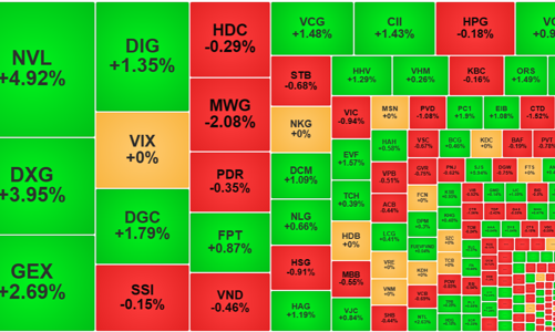 Cổ phiếu lớn ép chỉ số, thị trường phân hóa, tiền đổ vào nhóm bất động sản, chứng khoán