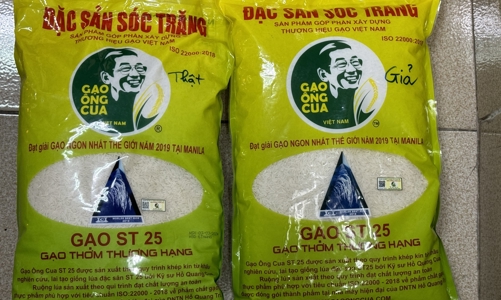 Phát hiệu nhiều cơ sở kinh doanh gạo giả mạo thương hiệu Gạo Ông Cua