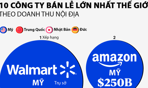 10 công ty bán lẻ có doanh thu nội địa lớn nhất thế giới