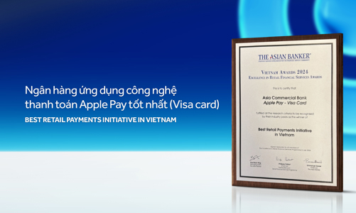 ACB được vinh danh Ngân hàng ứng dụng công nghệ thanh toán Apple Pay tốt nhất