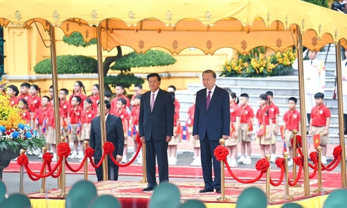 Tổng Bí thư, Chủ tịch nước Tô Lâm chủ trì Lễ đón Tổng Bí thư, Chủ tịch nước Lào