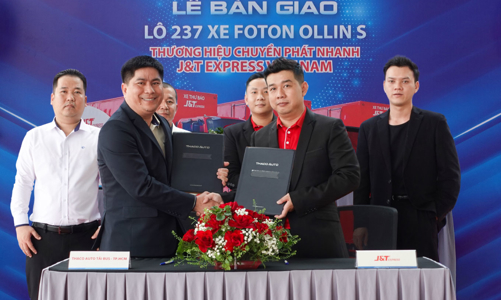 THACO AUTO bàn giao lô 237 xe tải Foton Ollin cho J&T Express Việt Nam