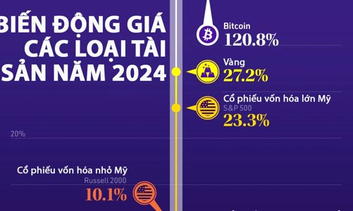 Biến động giá các loại tài sản trong năm 2024
