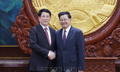 Chủ tịch nước Lương Cường hội đàm với Tổng Bí thư, Chủ tịch nước Lào